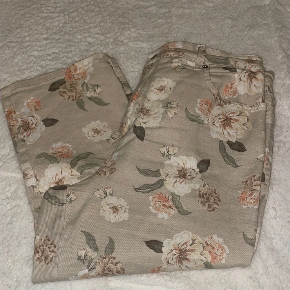 Gloria Vanderbilt Beige Floral Women's Capris. Size 14. - Picture 1 of 10
